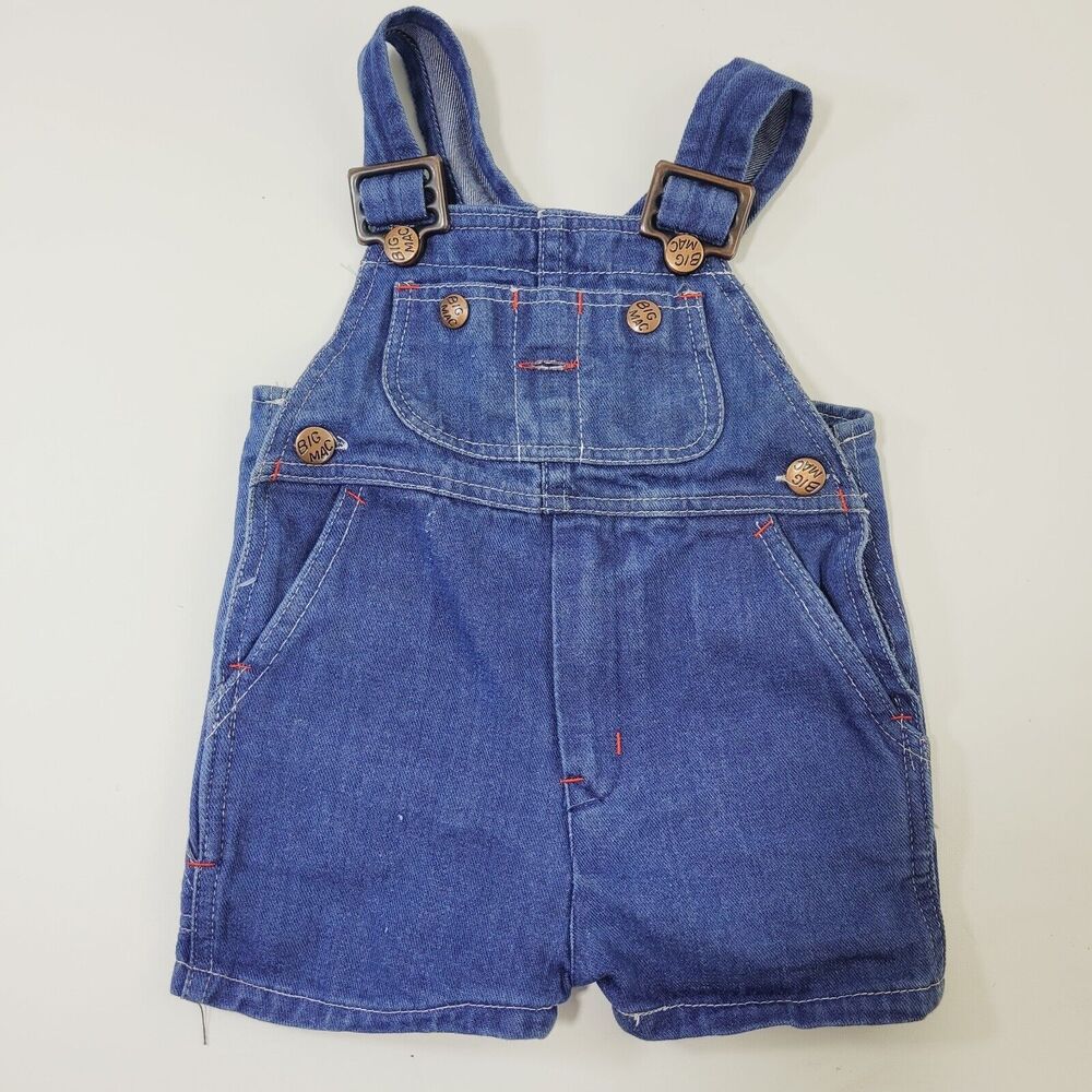 Vintage Toddle Time Denim Bib Shorts 2T Big Mac JC Penney Overall WPS12058